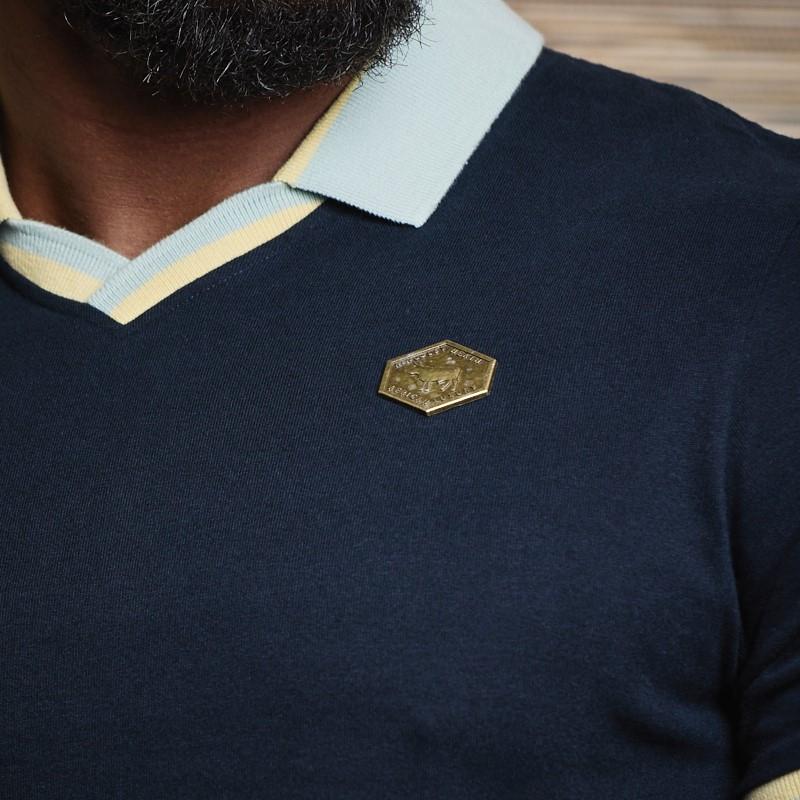 Diamond Metal Badge V Polo - Midnight