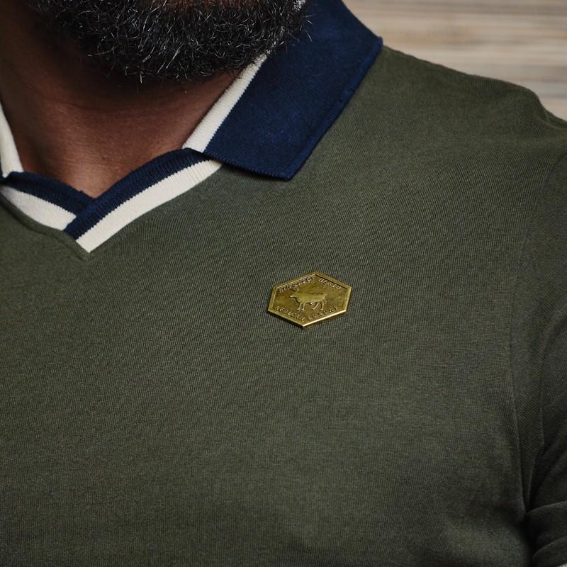 Diamond Metal Badge V Polo - Fatigue