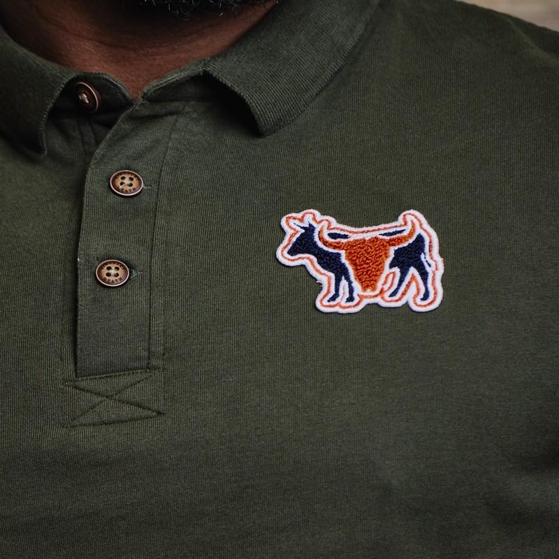 Nguni Skull Towelling Badge Polo - Fatigue