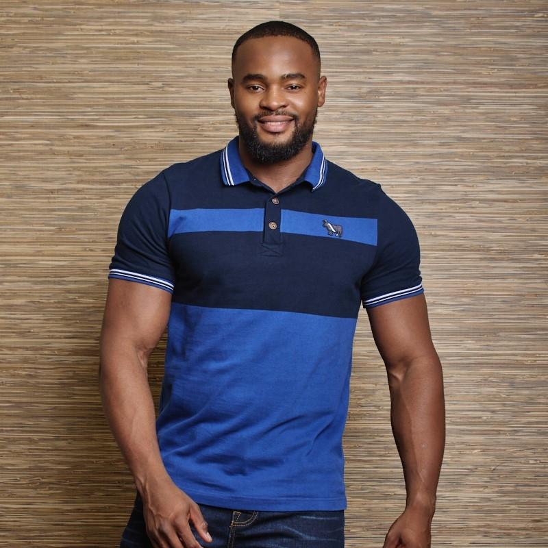 Colour Blocked Tipped Polo - Midnight