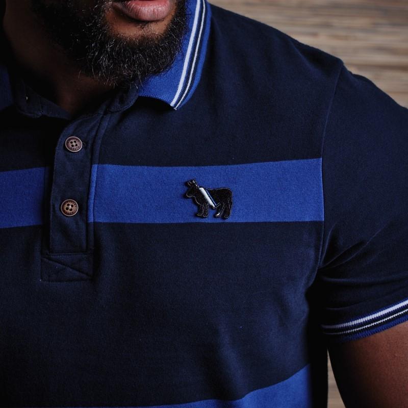 Colour Blocked Tipped Polo - Midnight