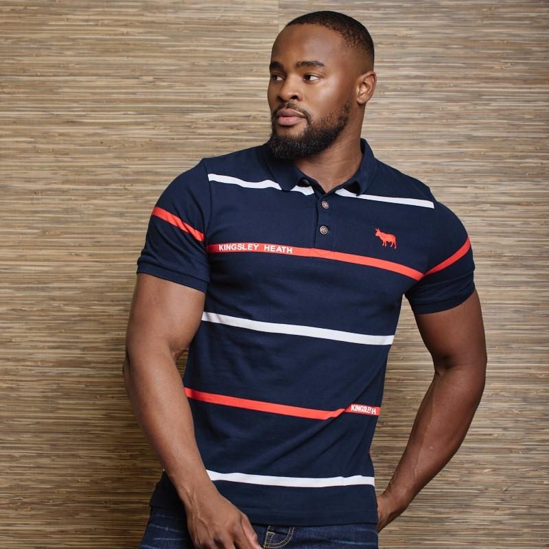 Wordmark Stripe Polo - Midnight