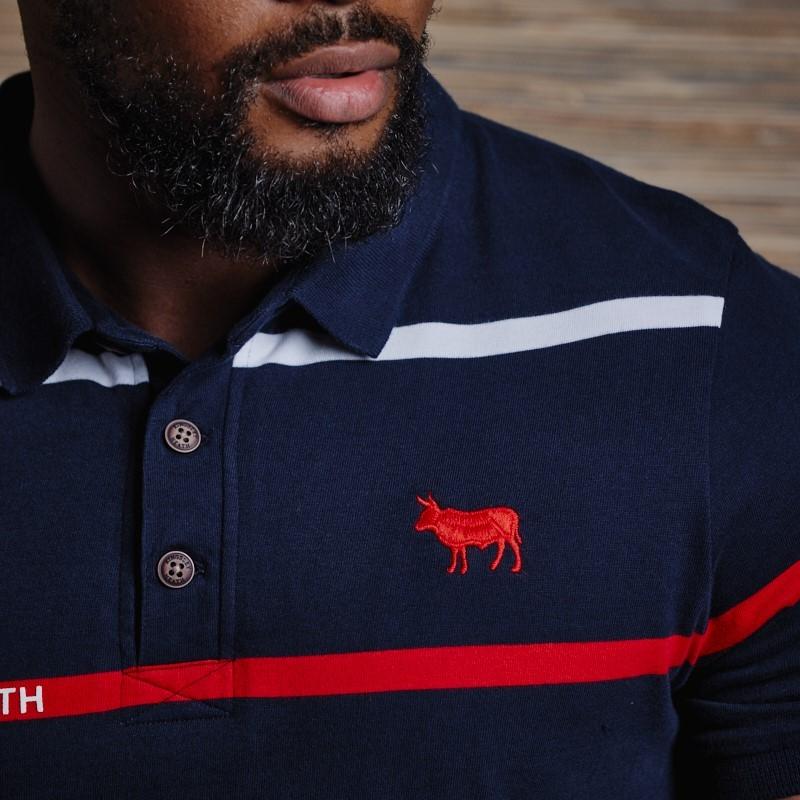 Wordmark Stripe Polo - Midnight