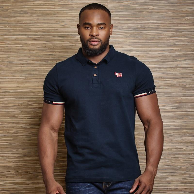Cuffed Camo Nguni Badge Polo - Midnight