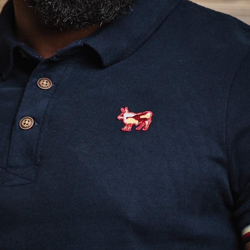 Cuffed Camo Nguni Badge Polo - Midnight