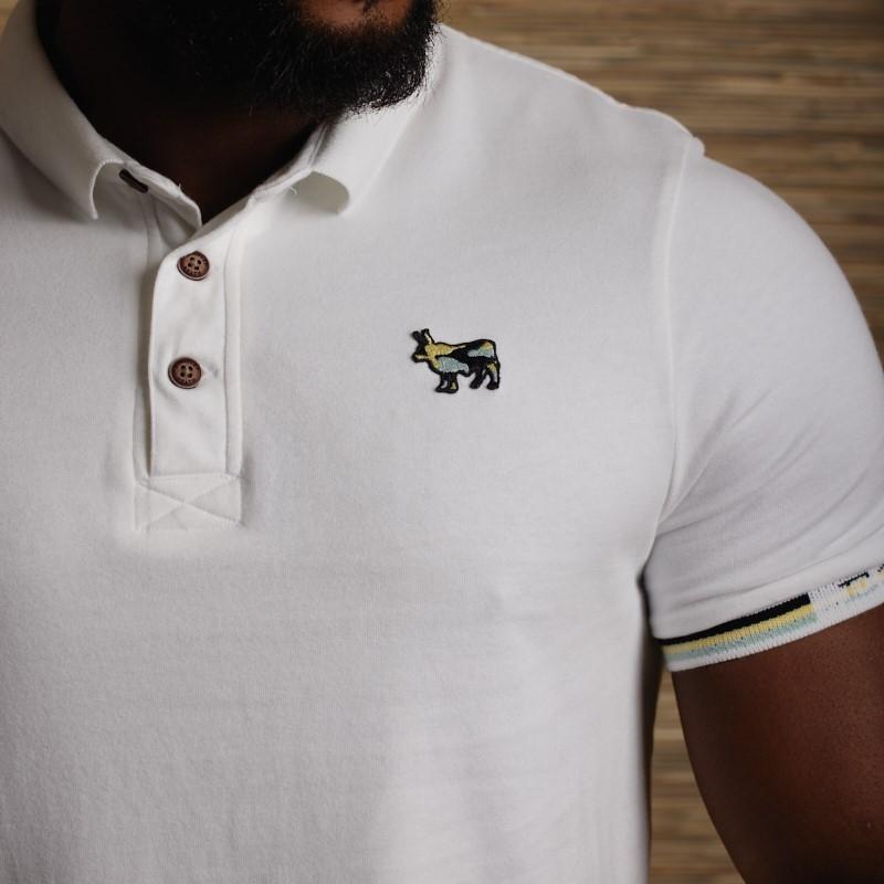 Cuffed Camo Nguni Badge Polo - Pelican