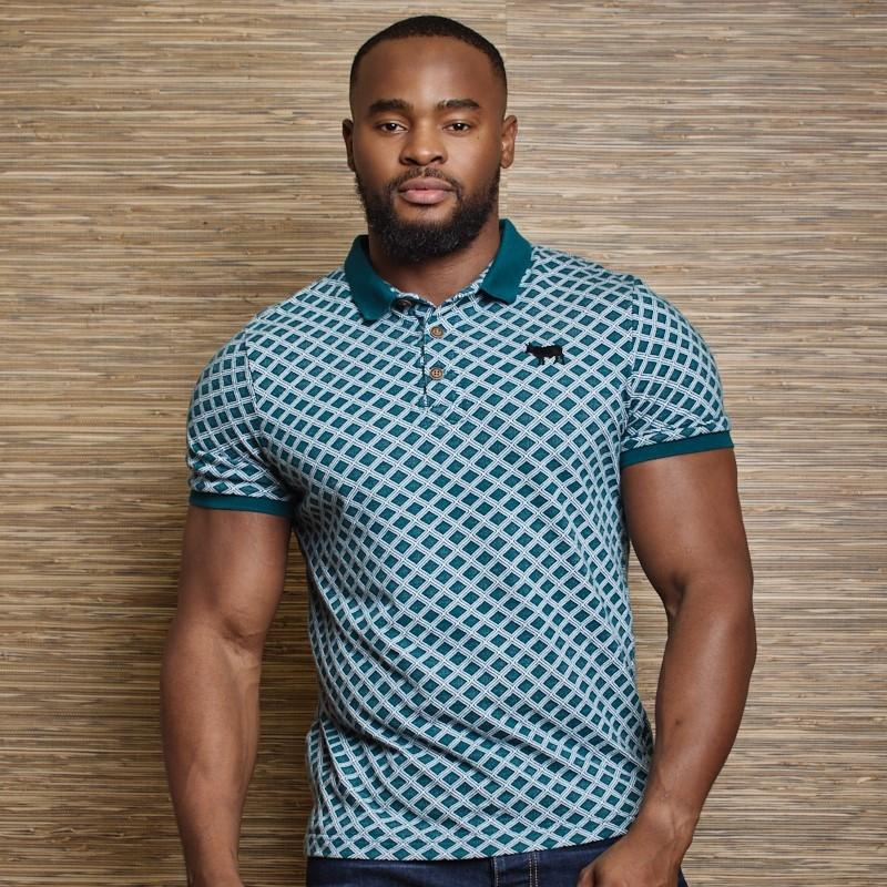 Diamond Jacquard Polo - Teal
