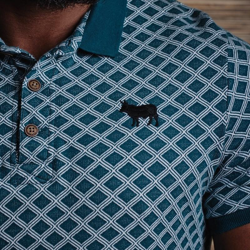 Diamond Jacquard Polo - Teal