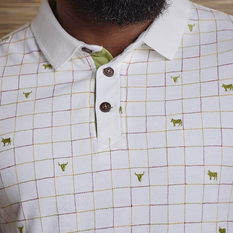 Cubed Embroiderd Polo - Pelican