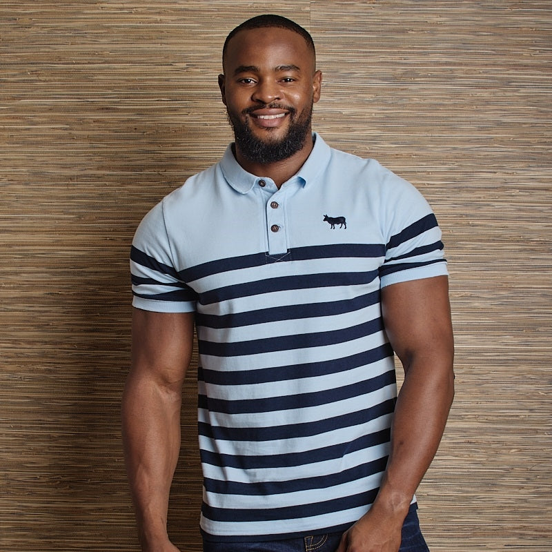 Sky Stripe Polo - Sky