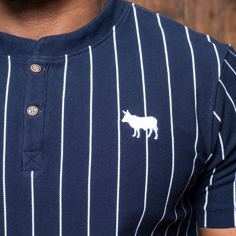 Kingsley Heath Verti Stripe Henley Midnight