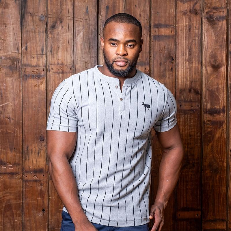 Kingsley Heath Vintage Verti Stripe Henley - Vervet