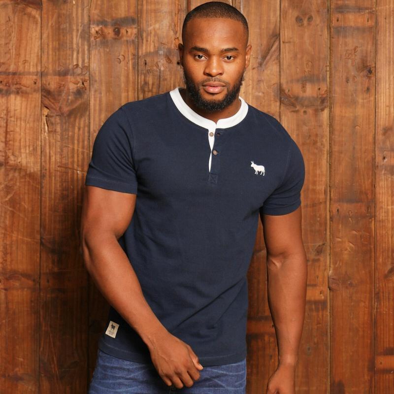 Kingsley Heath Contrast Placket Henley  - Midnight