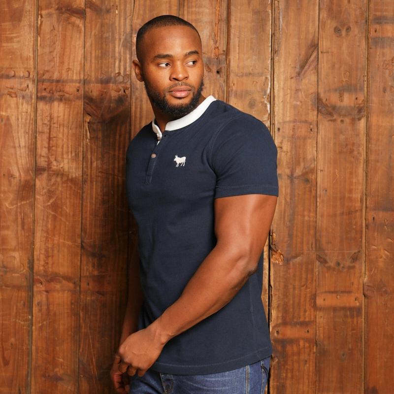Kingsley Heath Contrast Placket Henley  - Midnight