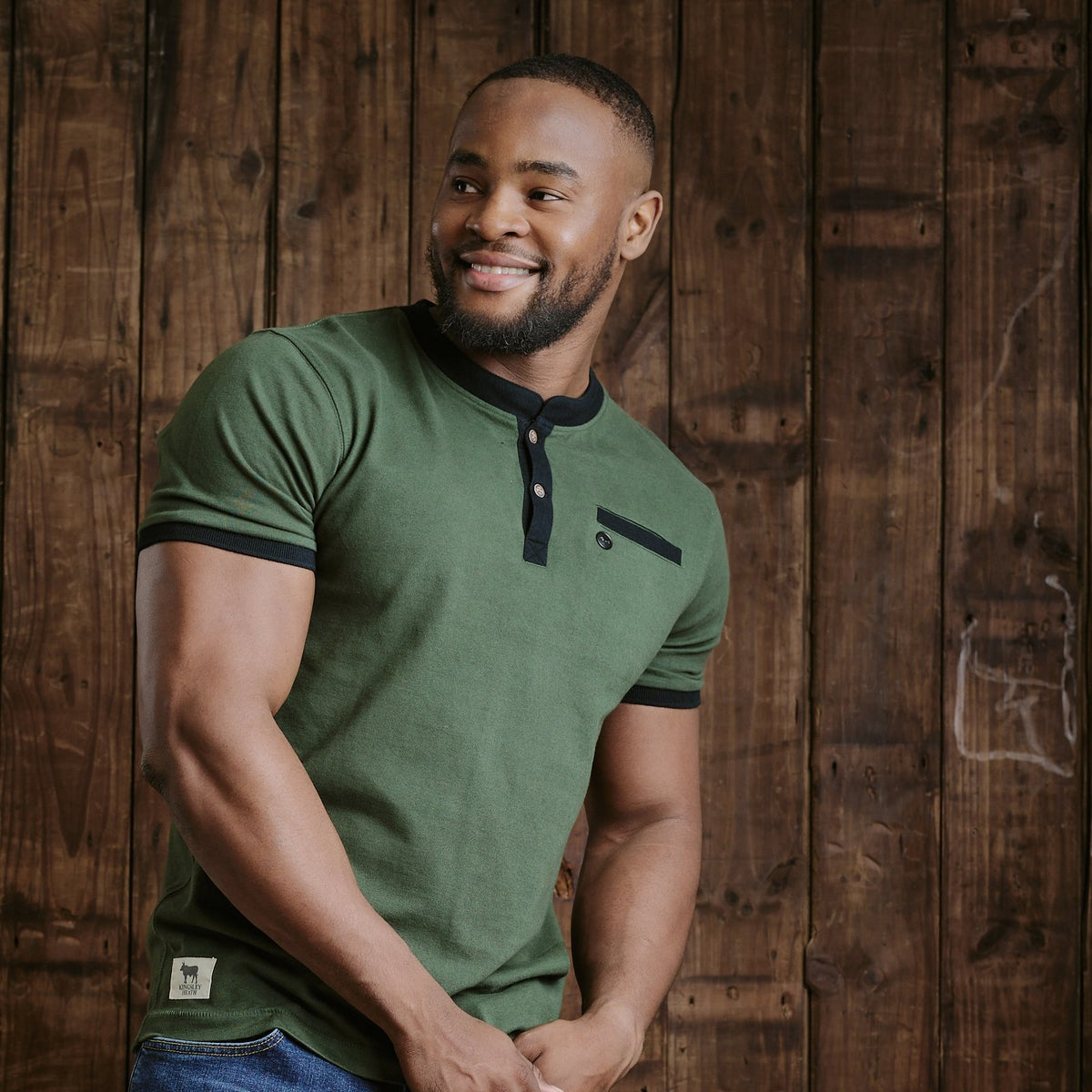 Kingsley Round Rivet Pocket Sj Henley - Forest