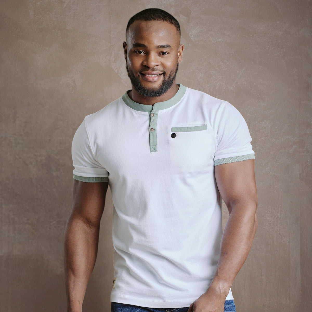 Kingsley Round Rivet Pocket Sj Henley - Pelican