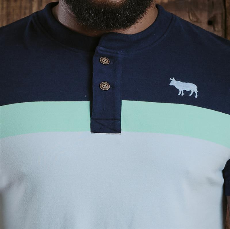 Kingsley Striped  Block Henley  - Midnight