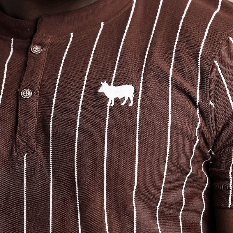 Pin Stripe Henley  - Choc