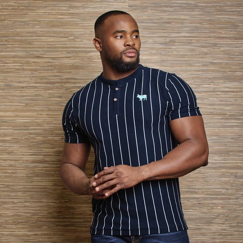 Striped Henley - Midnight