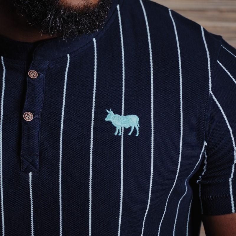 Striped Henley - Midnight