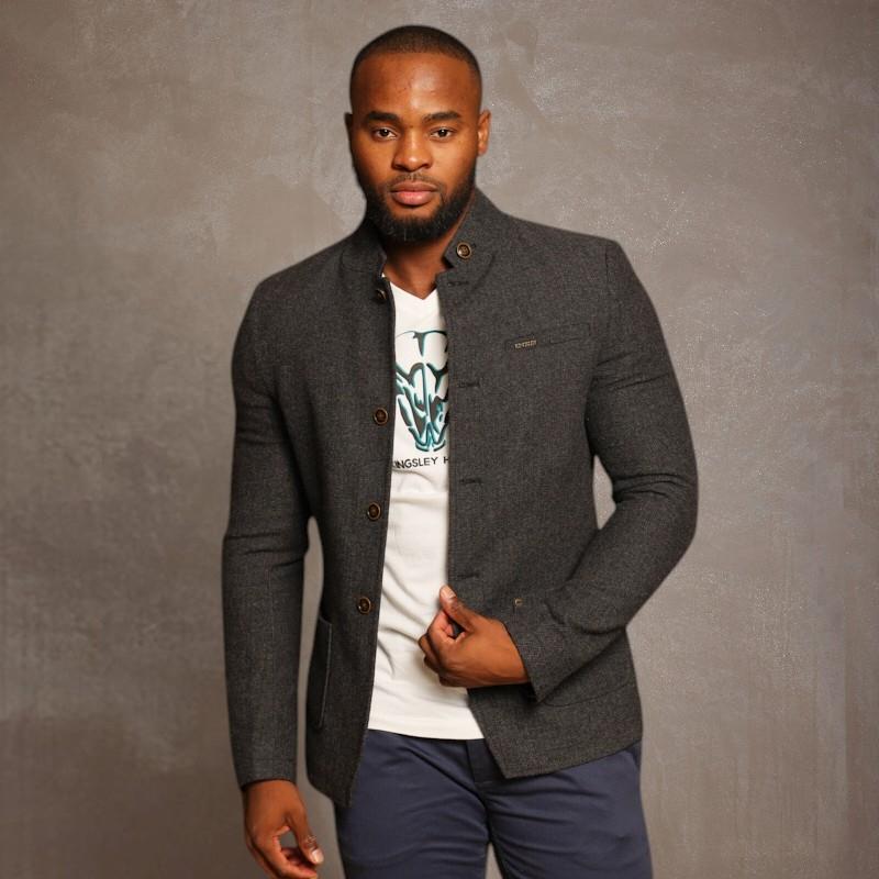 KH Luxe Collar Tweed Blazer - Gravel