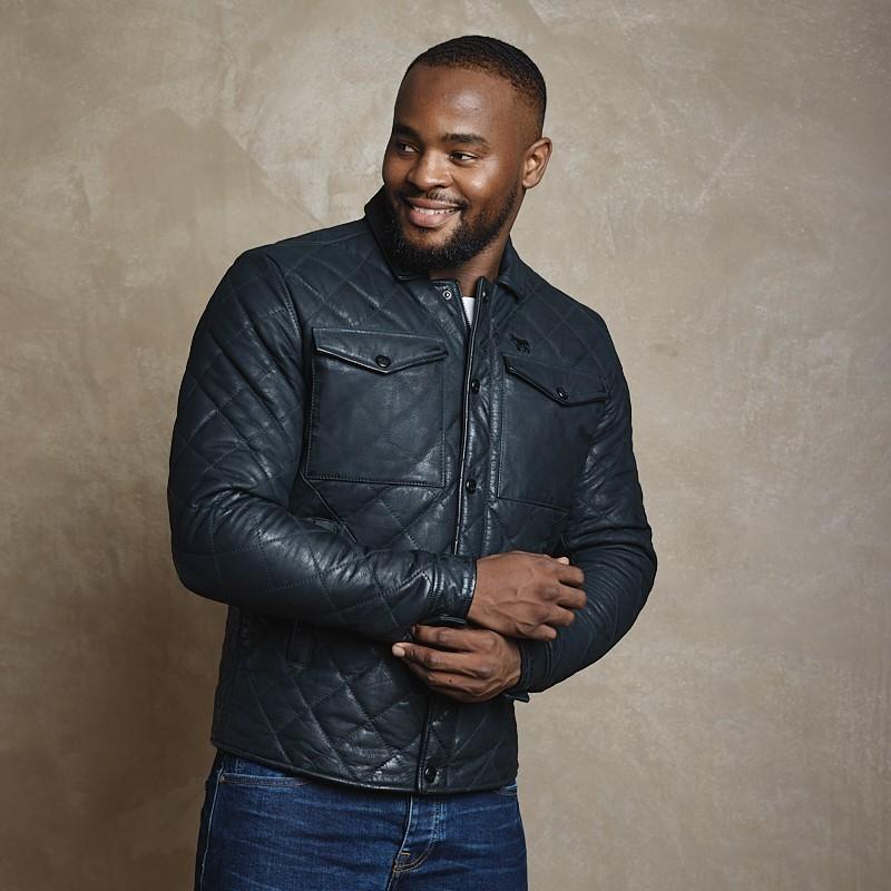 Leather Suede Hunting Jacket - Midnight