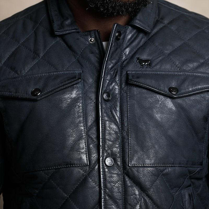 Leather Suede Hunting Jacket - Midnight