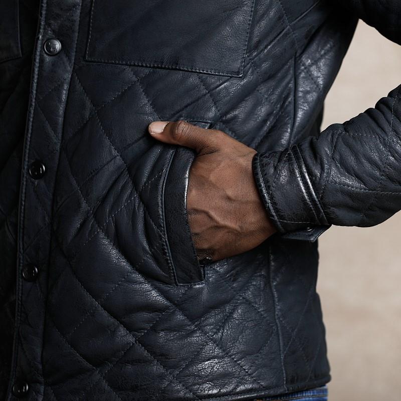 Leather Suede Hunting Jacket - Midnight