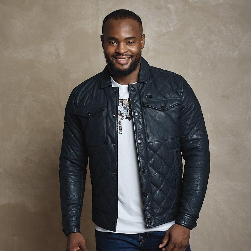 Leather Suede Hunting Jacket - Midnight