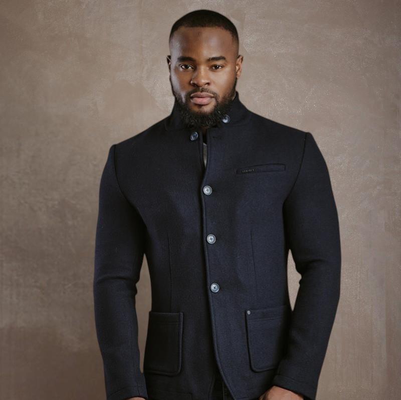新品ACHE THEWide Collar Wool Silk Jacket Kingsley Heath | Luxe Collar Blazer Mens – Midnight Wool
