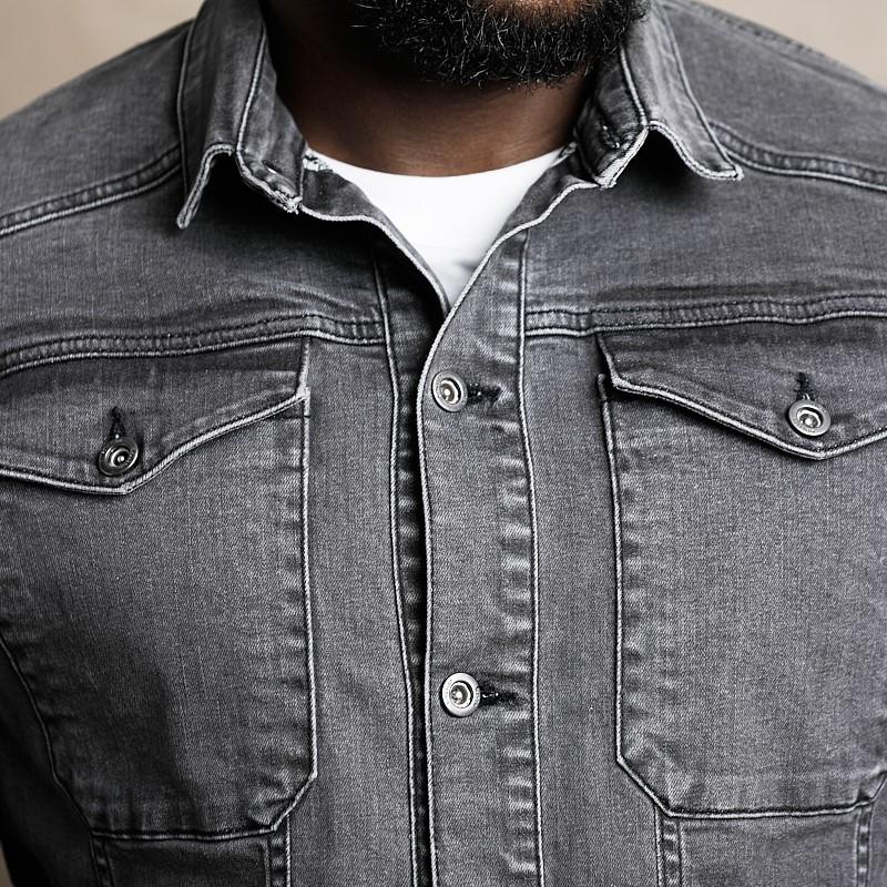 Kingsley Heath | West Coast Denim Jacket Mens – Grey Wash 15oz