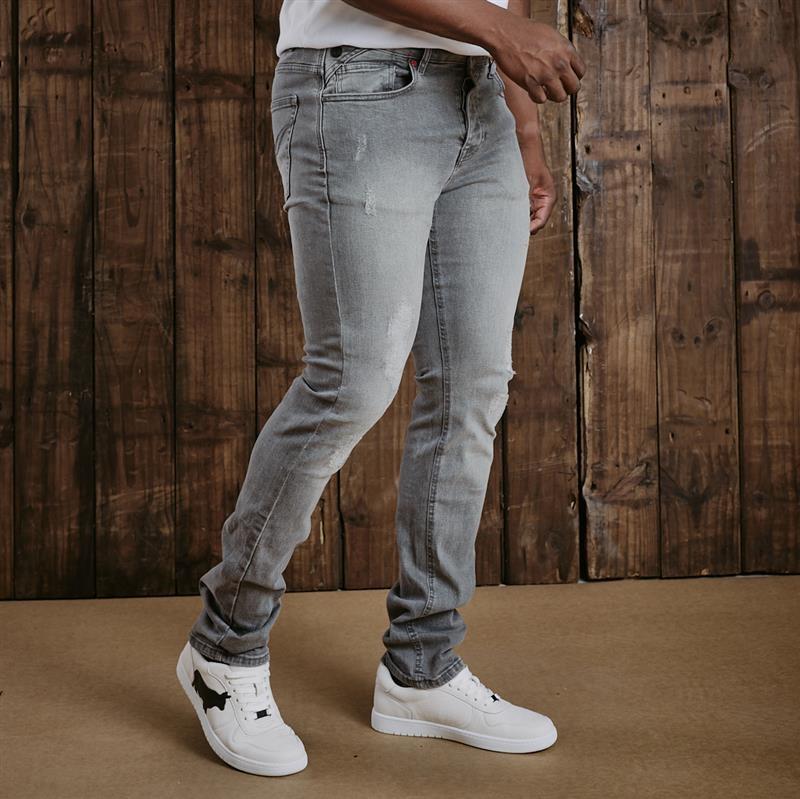 Ranger Slim Denim - Light Grey Distressed