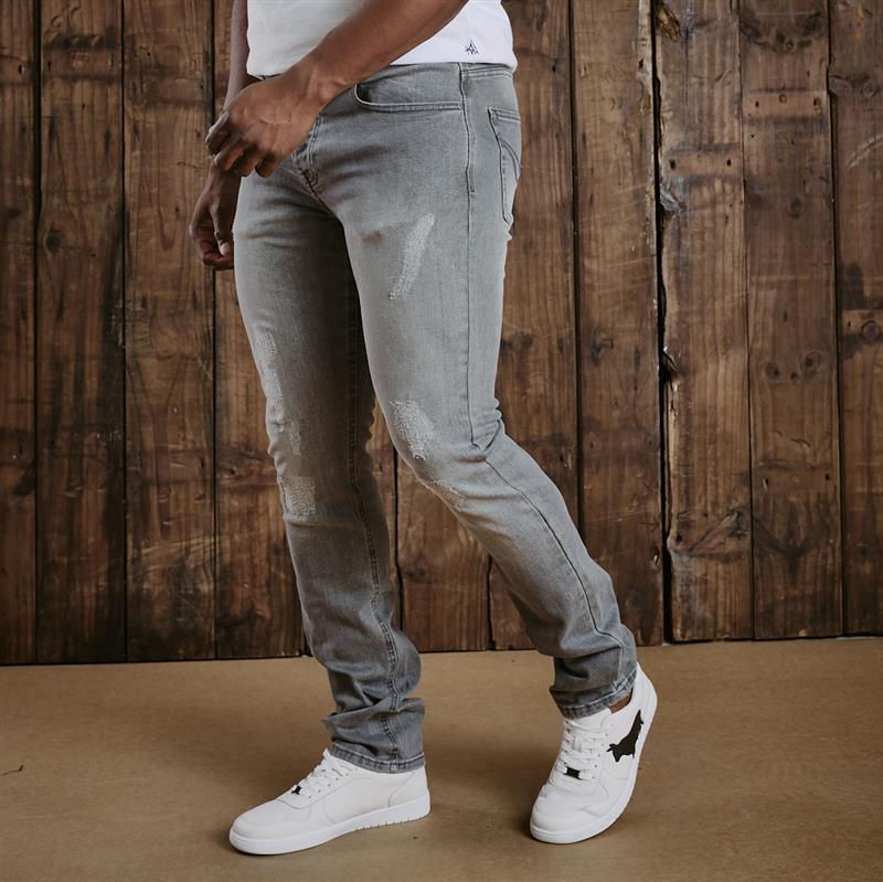 Ranger Slim Denim - Light Grey Distressed