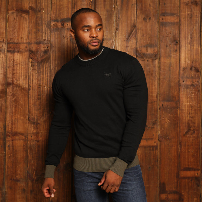Kingsley Contrast Ringer Cashmere Blend Crew Pullover - Mamba