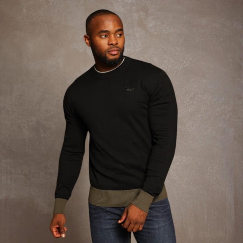 Contrast Ringer Cashmere Blend Crew Pullover - Mamba