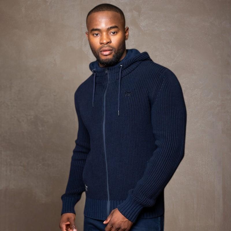 Cape Luxe Zip Thru Hoodie Knit Midnight  - Midnight