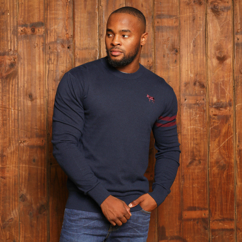 Kingsley Arm Striped Cashmere Blend Pullover - Midnight