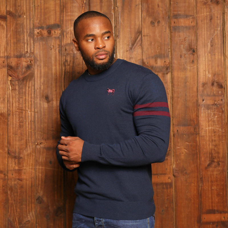 Kingsley Arm Striped Cashmere Blend Pullover - Midnight
