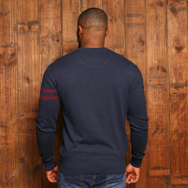 Kingsley Arm Striped Cashmere Blend Pullover - Midnight