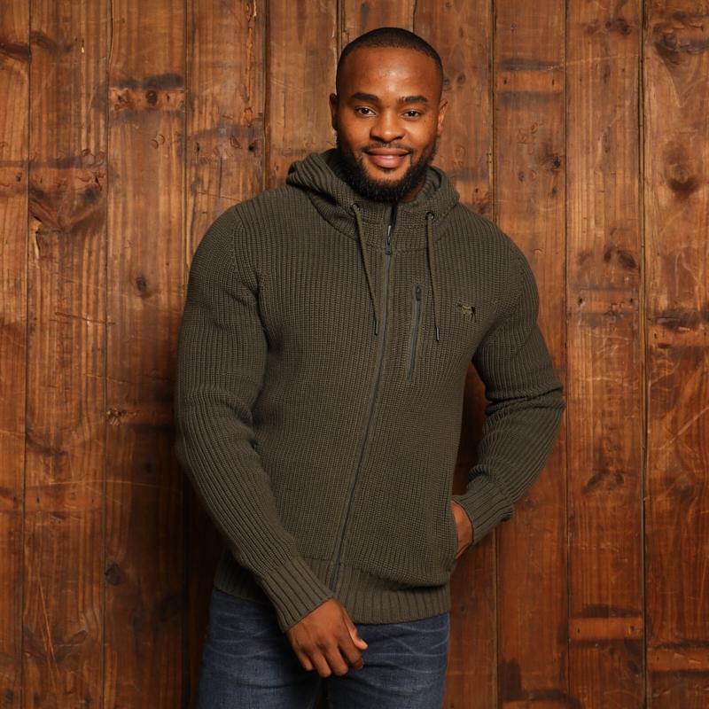 Kingsley Ngwenya Chunky Zip Thru Hoodie Knit - Fatigue