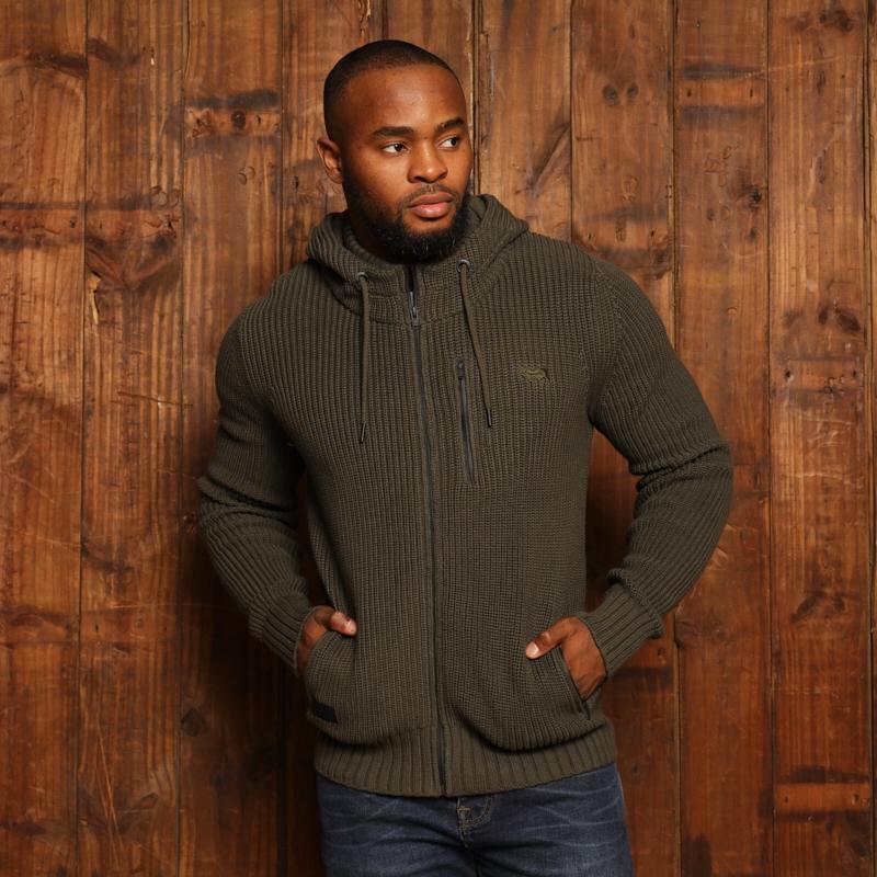 Kingsley Ngwenya Chunky Zip Thru Hoodie Knit - Fatigue