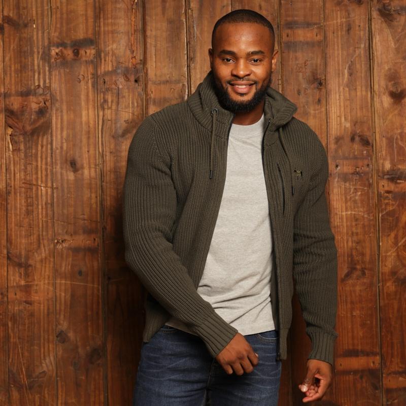Kingsley Ngwenya Chunky Zip Thru Hoodie Knit - Fatigue