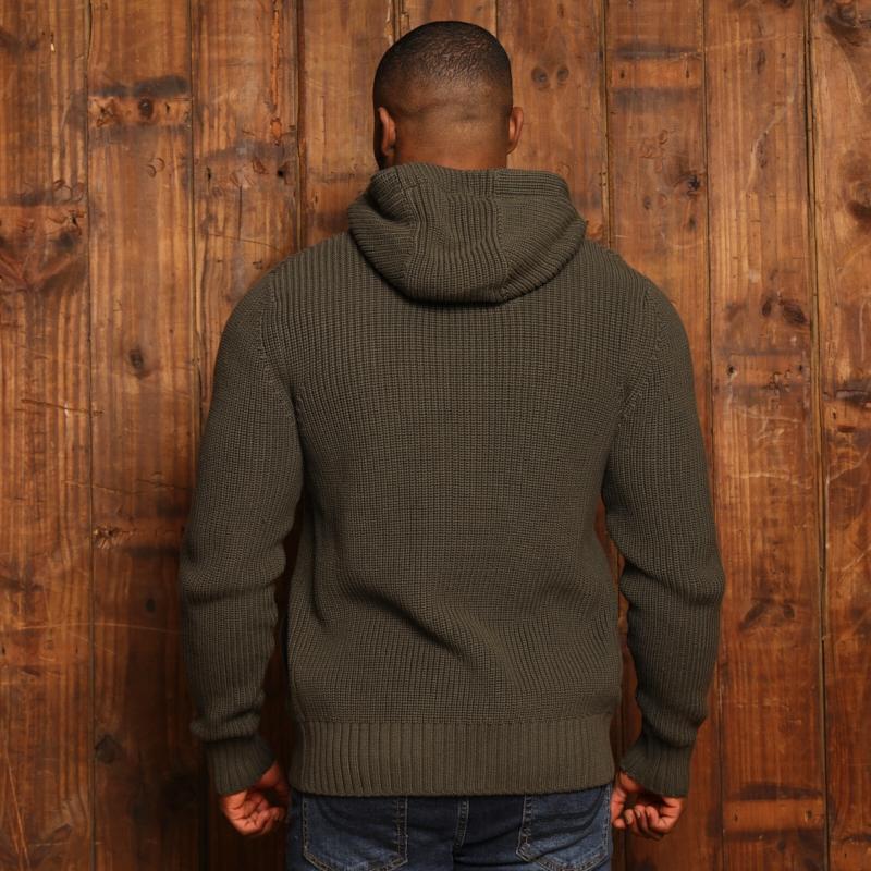 Kingsley Ngwenya Chunky Zip Thru Hoodie Knit - Fatigue