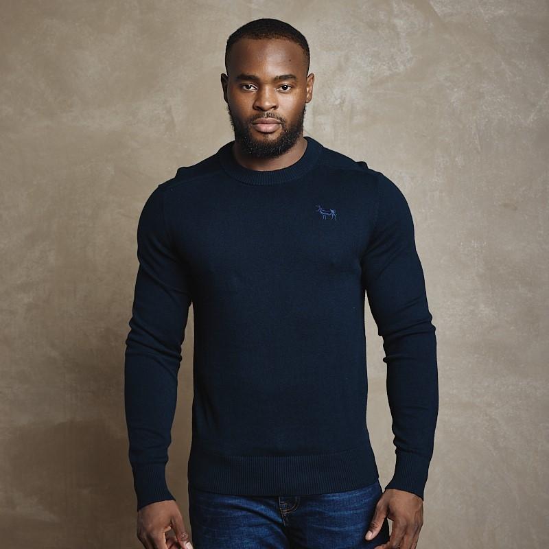Classic Cashmere Blend Crew Pullover Knit - Midnight