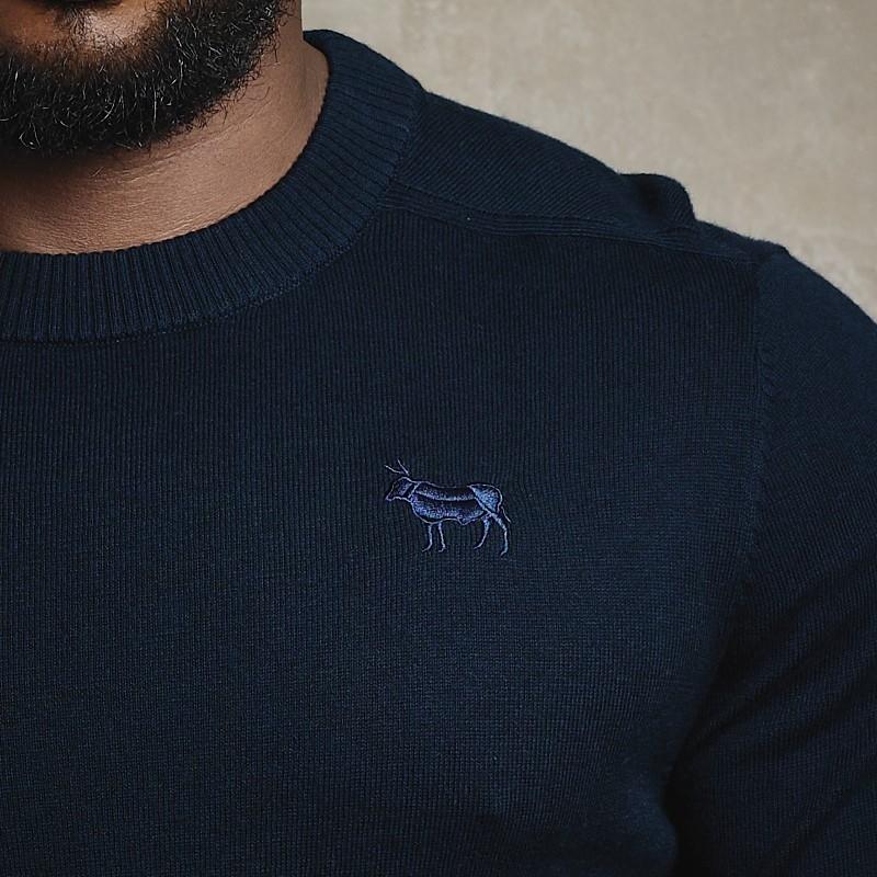 Classic Cashmere Blend Crew Pullover Knit - Midnight