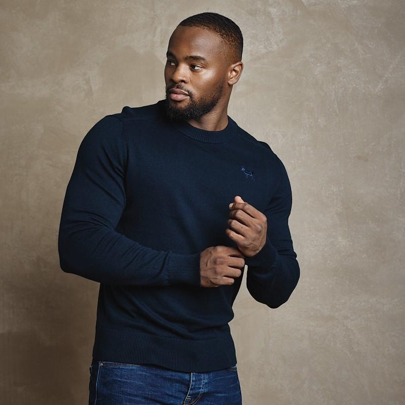 Classic Cashmere Blend Crew Pullover Knit - Midnight