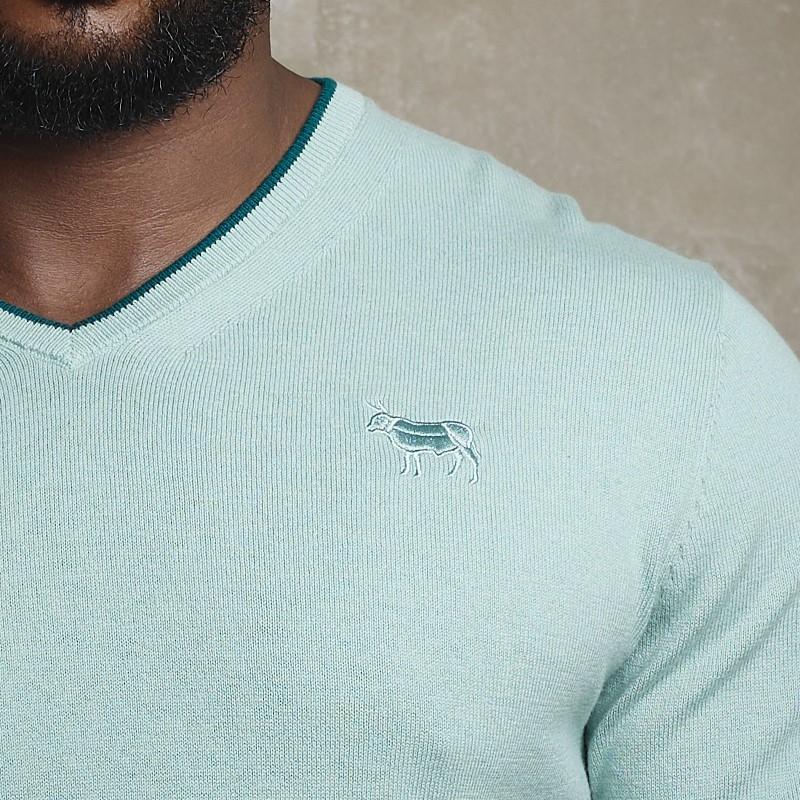 Ultimate Cashmere Blend V-Neck Pullover - Sage