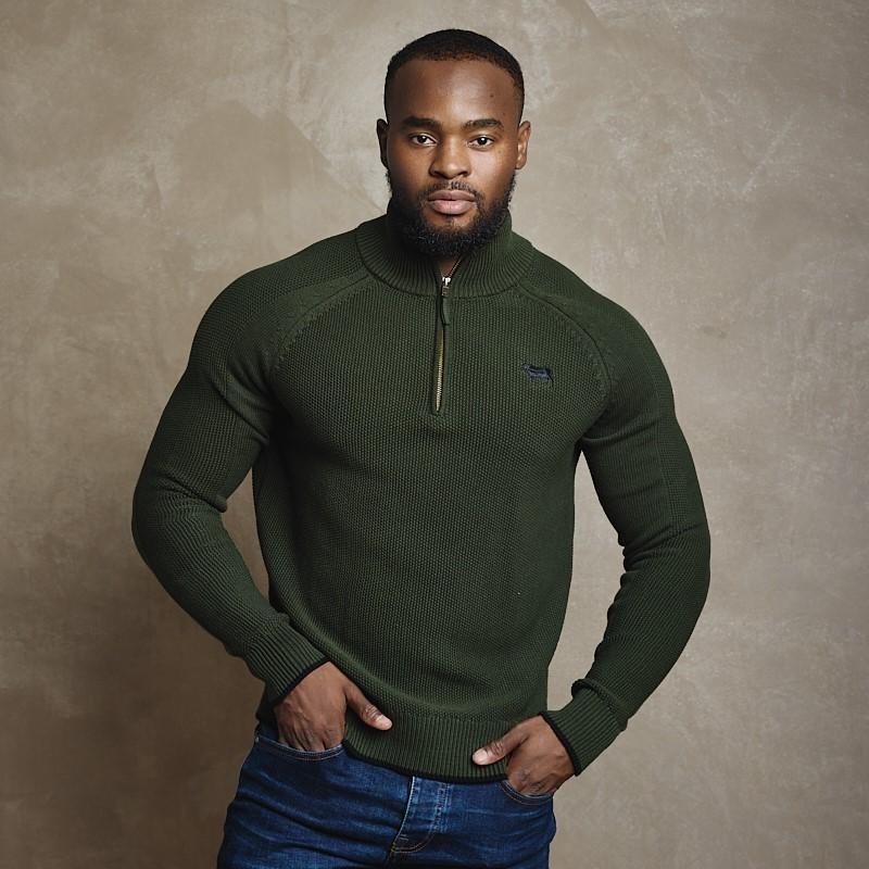 Kingsley Heath | Devils Peak Quarter Zip Mens - 100% Cotton -Knit