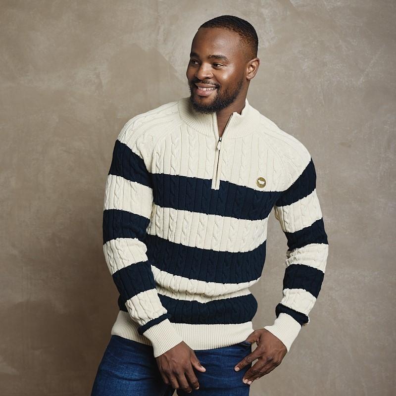 Kingsley Heath | Boulders Quarter Zip Cable Mens - Knit