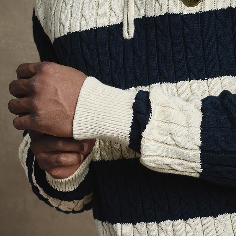 Boulders Quarter Zip Cable Pullover - Ivory